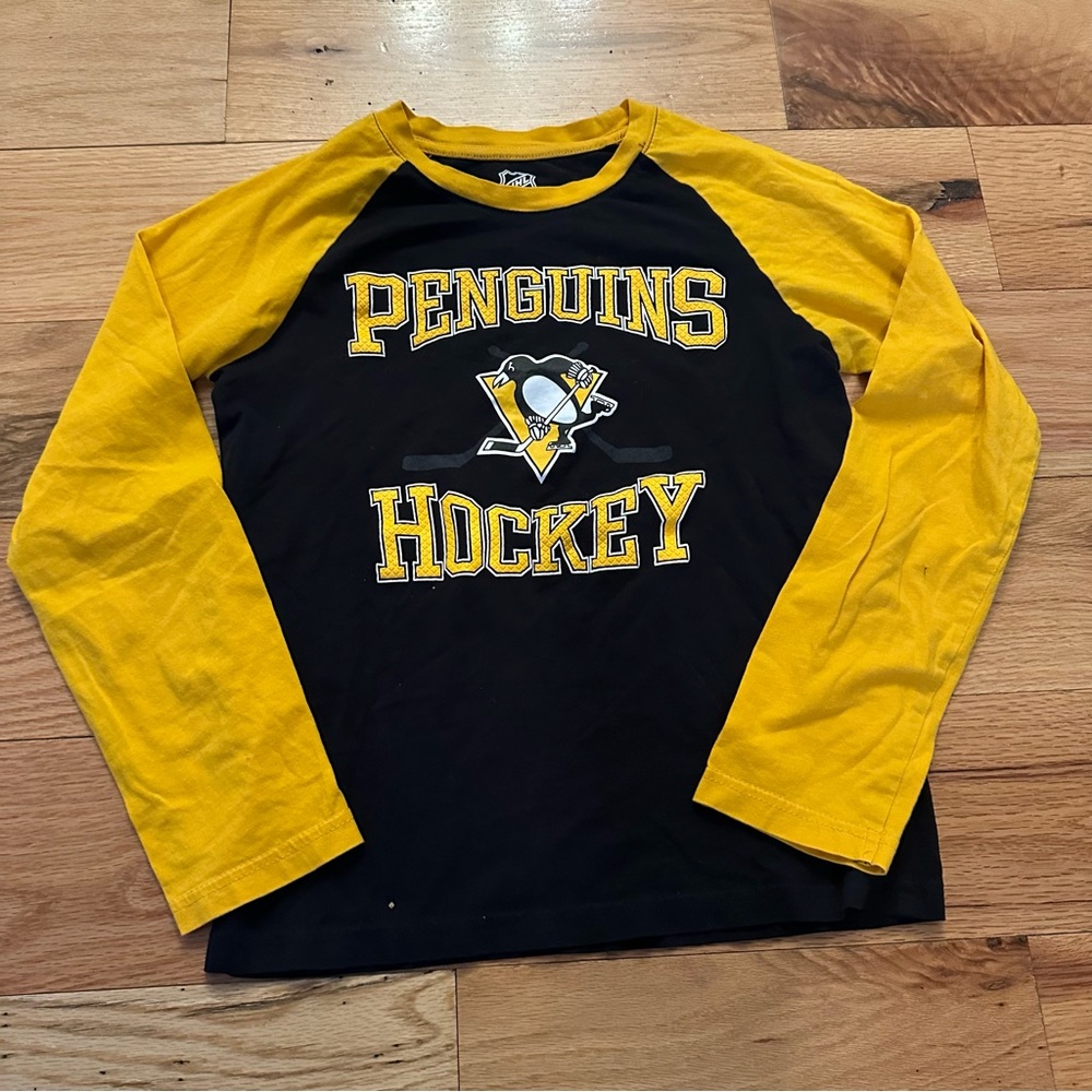 NHL penguins hockey Black and Yellow Long Sleeve Shirt